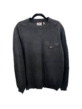 Fjallraven Torp Mens Crewneck Gray Knit Sweater XXL G-1000 Pocket Outdoor